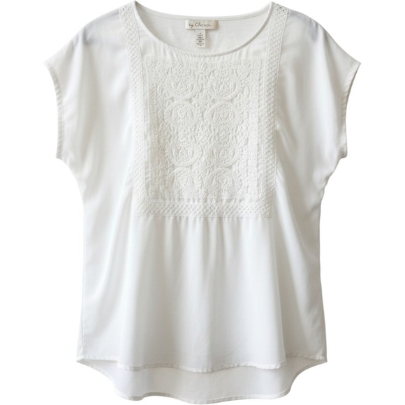 Chico's Tops - Chicos White Boho Embroidered Short Sleeve Blouse Sz L Cottagecore Fairy Bridal